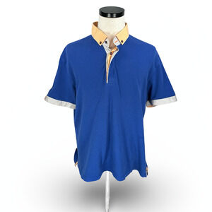 Maceoo Polo Shirt Men’s 3XL XXXL Blue Orange Cotton Performance Contrast Collar
